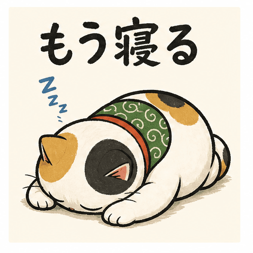 猫のスタンプ：もう寝る